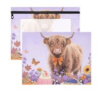 WDdZzyy Ciao Autunno Mucca Zucca Fiore Raccoglitore Portatile Sacchetto di Immagazzinaggio per A4 Lettera di Carta 2 Pack Insegnante Forniture Artistiche Storage