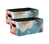 WDdZzyy Confezione da 2 contenitori unici per la casa con peonie blu per armadio, scaffale, comò