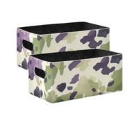 WDdZzyy Contenitori portaoggetti in tessuto con stampa leopardata verde, viola, confezione da 2 pezzi, per armadio, scaffale, cassettiera