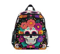 WDdZzyy Cranio Fiore Zaini neri per bambini scuola sicurezza libri borsa con nome tag per il capretto