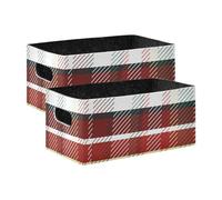 WDdZzyy Cubi portaoggetti invernali a quadri colorati di bufalo a quadri, confezione da 2 pezzi per organizzare vestiti per armadio, scaffale, comò