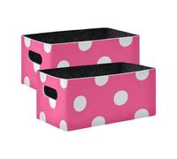 WDdZzyy Cubi portaoggetti pieghevoli in tessuto rosa a pois in stile cartone animato, 2 pezzi, per trucchi, libri, mensole soggiorno