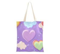 WDdZzyy Cuori colorati arcobaleno viola tela tote bag amico regali di compleanno tela totes Bulk