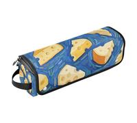 WDdZzyy Custodia da viaggio 2 in 1 con tappetino resistente al calore, custodia da viaggio per ferri da stiro, piastre, ferri arricciacapelli, formaggi alimentari blu arte, Pittura di arte blu del