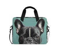 WDdZzyy Custodia per computer portatile a tracolla Messenger con maniglia e tracolla da 15,6 pollici borsa per il trasporto del computer carino cane francese cani rabbia