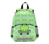 WDdZzyy Cute Frog on Skateboard Verde bambini ragazzo zaino con guinzaglio borse libro per asilo mochila para ni?as de 4 a?os