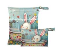 WDdZzyy Cute Rabbit Retro Vasca Da Bagno Impermeabile Dry Bag 2 Pack Wet Bag per Costume Da Bagno con Manici per Scenario