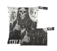 WDdZzyy Death God Skull Gothic Zip Wet Bag Baby 2 Pack Wet Bag per costume da bagno con manici per yoga
