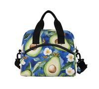 WDdZzyy Divertente borsa per il pranzo con avocado e frutta blu reale per bambini, con tracolla, per insegnanti, con portabottiglie