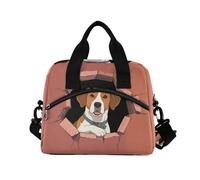 WDdZzyy Divertente borsa per il pranzo con cane da parete con cartoni animati rossa per ragazzi con tracolla refrigeratori per il pranzo per lavoro per donna con portabottiglie d'acqua
