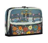 WDdZzyy Elegante astuccio con gatti blu russi, stile retrò, grande capacità, per trucchi e monete, per adolescenti e scuola