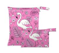 WDdZzyy Elegante borsa per pannolini con fenicottero pesca, con cerniera, confezione da 2 pezzi, articoli essenziali con manici per asilo nido