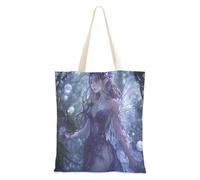 WDdZzyy Fairy Game Anime Girl Borse della spesa in tela per le donne con tasche con manici riutilizzabili Bulk Canvas Tote Bags Regali