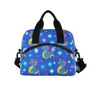 WDdZzyy Falso Glitter Cartoon Dragon Blue Lunch Box per gli uomini con tracolla isolata pranzo borsa termica per donna con tasca