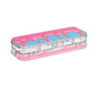 WDdZzyy Fashion Street, scatola per matite a doppio strato, con disegno di graffiti, colore rosa e blu, con chiusura a scatto e coperchio