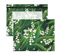 WDdZzyy Finlandia Lily Valley Beauty Summer Flowers - Astuccio con 3 fori, per lettere formato A4, confezione da 2 pezzi, per insegnanti, articoli artistici