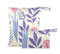WDdZzyy Fiore carino Clipart Blu pastello Lavabile Baby Wet Bag 2 Pack Elementi essenziali da viaggio per il bambino con maniglie per pannolini per bambini