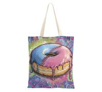WDdZzyy Graffiti Drip Donut Canvas Tote Bags per le donne con tasche con manici Borse di totalizzatore riutilizzabili Bulk Regali carini