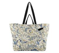 WDdZzyy Grande borsa tote Utility cucina drogheria borsa per tutti i giorni per le donne viaggio spiaggia festa giallo e blu tulipani William Morris