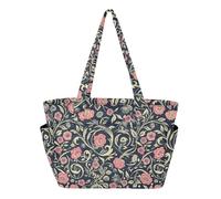 WDdZzyy Graziosa borsa tote da donna per spiaggia e piscina, per lavoro, viaggi, palestra, con custodia per laptop da 14 pollici stile William Morris floreale blu scuro pesca