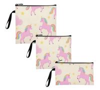 WDdZzyy Graziosi sacchetti multiuso per pannolini, con cerniera, riutilizzabili, con unicorni, rosa, arcobaleno, unicorni, confezione da 3