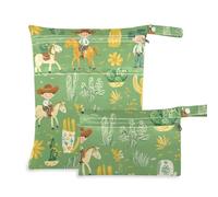 WDdZzyy Green Cow Boy Horse Cartoon Mess-Proof Small Dry Bags 2 Pack Travel Essentials per bambini con manici per viaggio