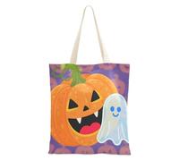 WDdZzyy Halloween Carino Zucche e Fantasmi Borsa di Tela Tote per Le Donne Con Tasche Con Manici Riutilizzabili Tela Totes Bulk Carino Regali Per Le Donne