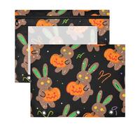 WDdZzyy Happy Halloween Rabbit Pumpkin Pencil pouch trasparente finestra 3 anelli tasca per 3 anelli raccoglitore 2 pack insegnante ufficio