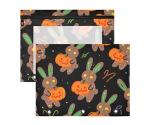 WDdZzyy Happy Halloween Rabbit Pumpkin Pencil pouch trasparente finestra 3 anelli tasca per 3 anelli raccoglitore 2 pack insegnante ufficio