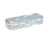 WDdZzyy Helicopter Stars Cloud Silver Clear Pencil Box 2 strati penne custodia rigida per articoli di cancelleria con coperchio a scatto