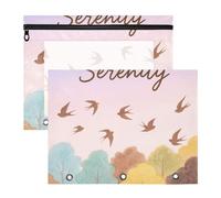 WDdZzyy Hello Fall - Astuccio per cosmetici multiuso, con albero e uccellino, per raccoglitori a 3 anelli, confezione da 2