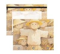 WDdZzyy Hello Fall Autumn - Astuccio giallo spaventapasseri con finestra trasparente a 3 fori, per raccoglitori a 3 anelli, confezione da 2 articoli per studenti universitari
