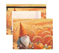 WDdZzyy Hello Fall Autumn Harvest Dwarfs - Astuccio multiuso con 3 anelli tascabili per lettere formato A4, confezione da 2 pezzi, per studenti e aule