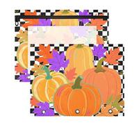 WDdZzyy Hello Fall Autumn Pumpkin Checkered Plaid Astuccio portatile a 3 fori per lettere di carta A4 confezione da 2 studenti per riporre studenti scolastici forniture per insegnanti