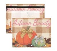 WDdZzyy Hello Fall Autumn Pumpkin Checkered Plaid Brown Raccoglitore Portapenne Astuccio Trasparente Portapenne Custodia per A4 Carta Lettera 2 Pack Studenti College Forniture