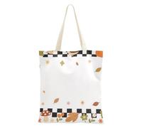 WDdZzyy Hello Fall Autumn Pumpkin Checkered Plaid Medium Canvas Tote per le donne con tasche con manici Borse di tela riutilizzabili Regalo di tela sfuso