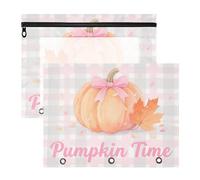 WDdZzyy Hello Fall Autumn Pumpkin Checkered Plaid Rosa Raccoglitore Matita Sacchetto Robusto per A4 Lettere di Carta Confezione da 2 Insegnanti Rientro a Scuola