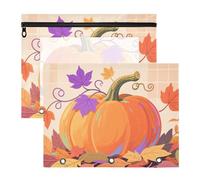 WDdZzyy Hello Fall Autumn Pumpkin Checkered Plaid Trousse con finestra trasparente portapenne per lettere formato A4, confezione da 2 pezzi, per insegnanti e ufficio