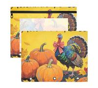 WDdZzyy Hello Fall Autumn Pumpkin Turky Binder Pouch Portable Pen Holder Case per A4 Paper Letter 2 Pack Insegnante Studenti Scuola Forniture per Insegnanti