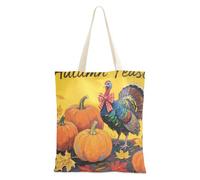 WDdZzyy Hello Fall Autumn Pumpkin Turky Canvas Tote Bag per le donne con tasche con manici borse riutilizzabili Bulk Tote Bags Cool Gifts per amiche femminili