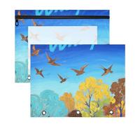 WDdZzyy Hello Fall Autumn Tree Bird Blue Pencil Box 3 fori Pocket Cartelle per lettere A4 Carta Confezione da 2 Articoli per studenti universitari