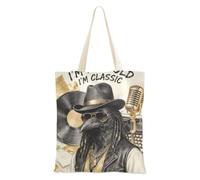 WDdZzyy Hippie Sunglass Eagl Singer Retro Gold Canvas Bag per le donne per le donne con tasche con manici borse di tela riutilizzabili Bulk regalo di nozze
