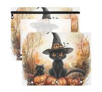 WDdZzyy Horror Halloween Witch Black Cat Zucca Astuccio trasparente per A4 Lettera di Carta 2 Pack Insegnante Rientro a Scuola