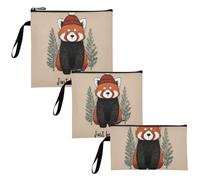 WDdZzyy Just Breathe Christmas Red Panda - Confezione da 3 sacchetti riutilizzabili multiuso per alimenti, con cerniera, per picnic, lavoro, viaggi, ufficio