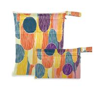 WDdZzyy Lines - Sacchetti rotondi colorati lavabili per pannolini, confezione da 2, essenziali da viaggio per volare, con manici per il bagno