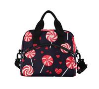 WDdZzyy Lollipop - Borsa termica per il pranzo con motivo vintage di San Valentino, da donna, con tracolla, per adolescenti, con portabottiglie