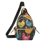 WDdZzyy Marsupio da donna a tracolla con tracolla regolabile per corsa, pesca, rustico, colorato galline