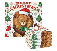 WDdZzyy Merry Christmas - Asciugamani da cucina in spugna, riutilizzabili, lavabili e assorbenti, confezione da 6 pezzi, colore: verde leone