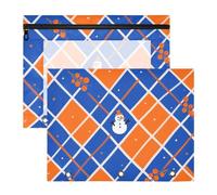 WDdZzyy Merry Christmas - Borsa per cosmetici con motivo a quadri arancioni e blu, robusta perforatrice a 3 fori, per raccoglitori a 3 anelli, confezione da 2 pezzi, per studenti scolastici e