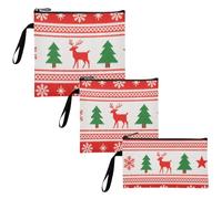 WDdZzyy Merry Christmas - Borsa per sandwich riutilizzabile, con albero di neve e alce verde, 3 pezzi, impermeabile, per la scuola, per il pranzo e l'organizzazione della casa